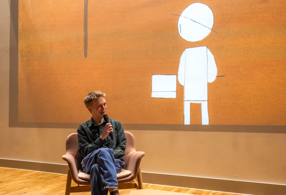 <p>Ross Stringer introduces a screening of his BAFTA-winning animation Crab Day at UCA Farnham</p>