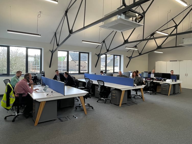 A view of the open plan office upstairs at Crediton Dairy’s head office. AQ 5472