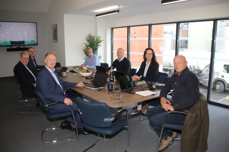 The Leadership Team in the Boardroom at Crediton Dairy head office. AQ 3608