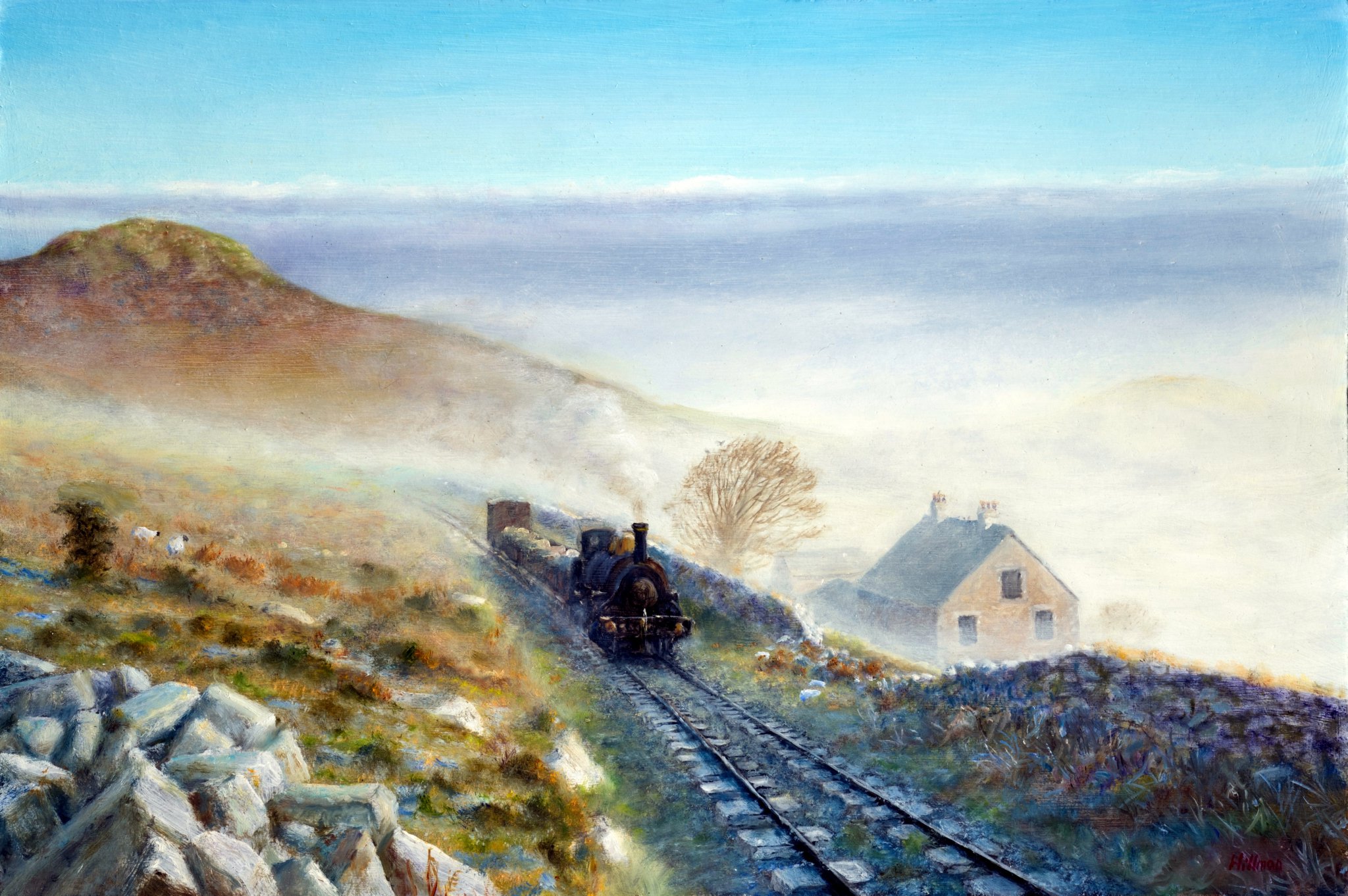 Gerry Hillman from Looe paints landscapes such as this one of a train travelling across the moorland