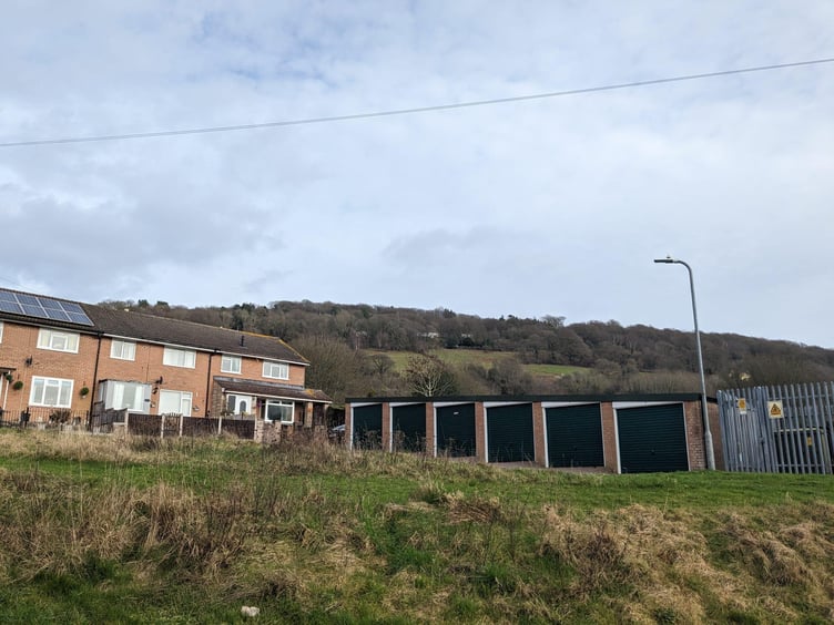 proposed entrance will see these five garages off Tudor Road demolished - Picture Stephanie Kear