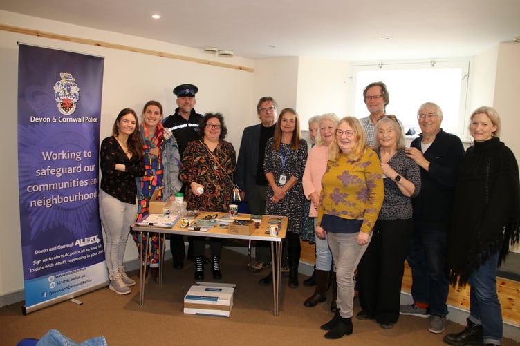 Neighbourhood Police and some of those who attended the North Tawton Diversity and Inclusion coffee morning. AQ 3626