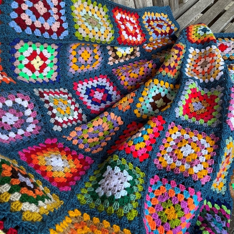 Crocheted blanket.