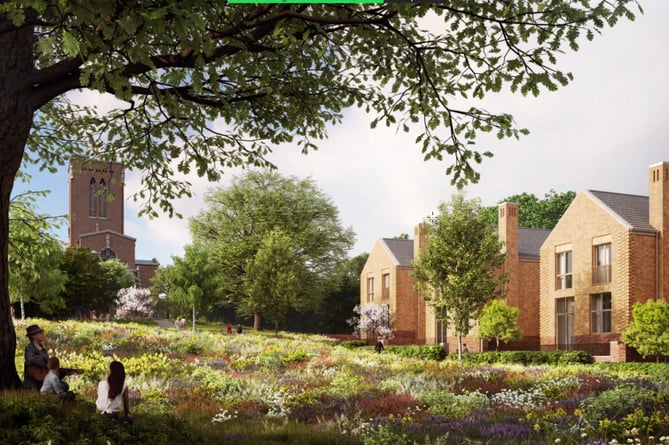 An indicative CGI of the new homes proposed near Guildford Cathedral