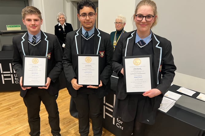 Ash Manor School's winning team in the senior category at this year's Rotary Youth Speaks competition