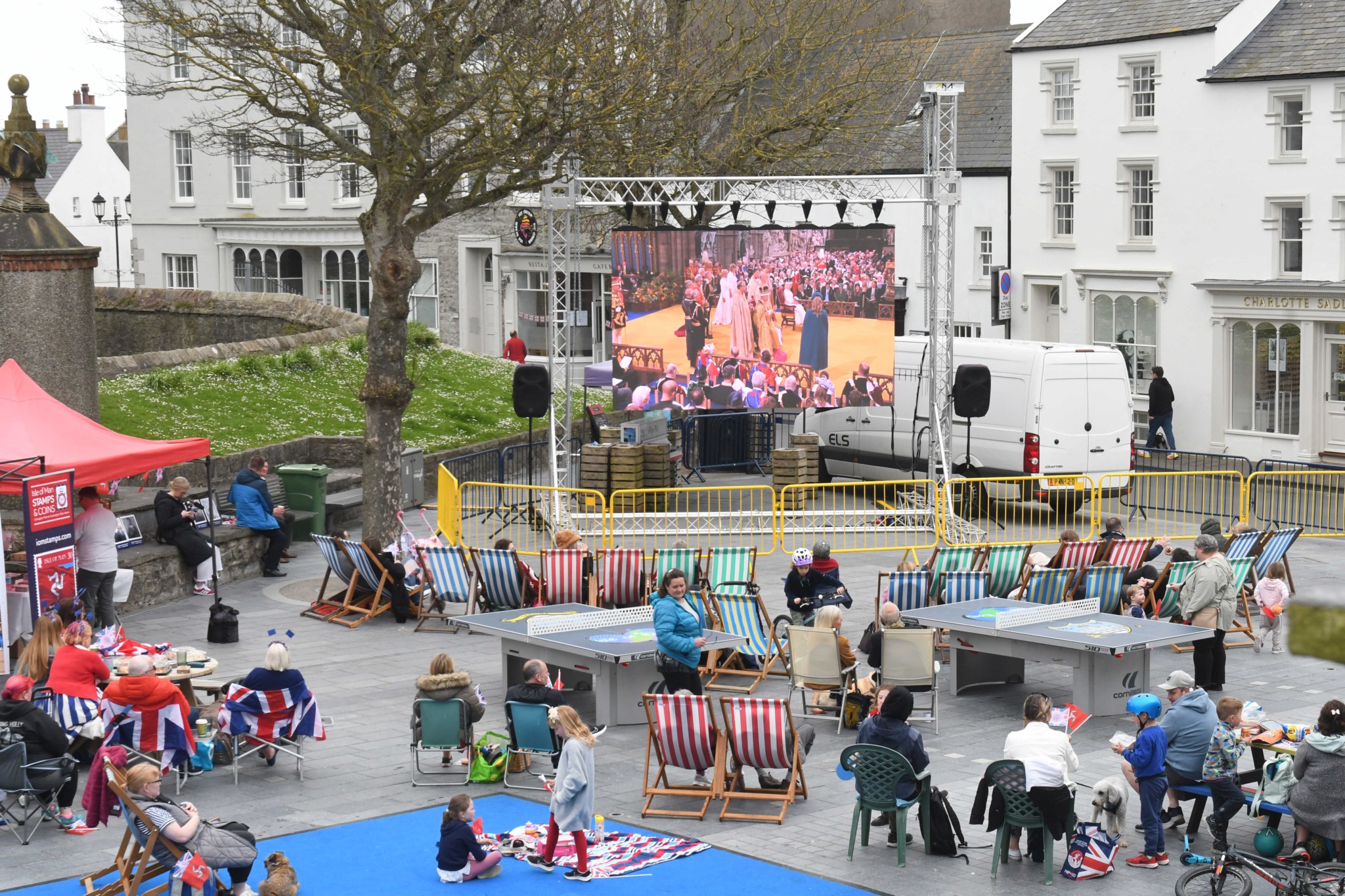 An open air event in Market Square, Castletown, to mark the Coronation of King Charles III, Lord of Mann -