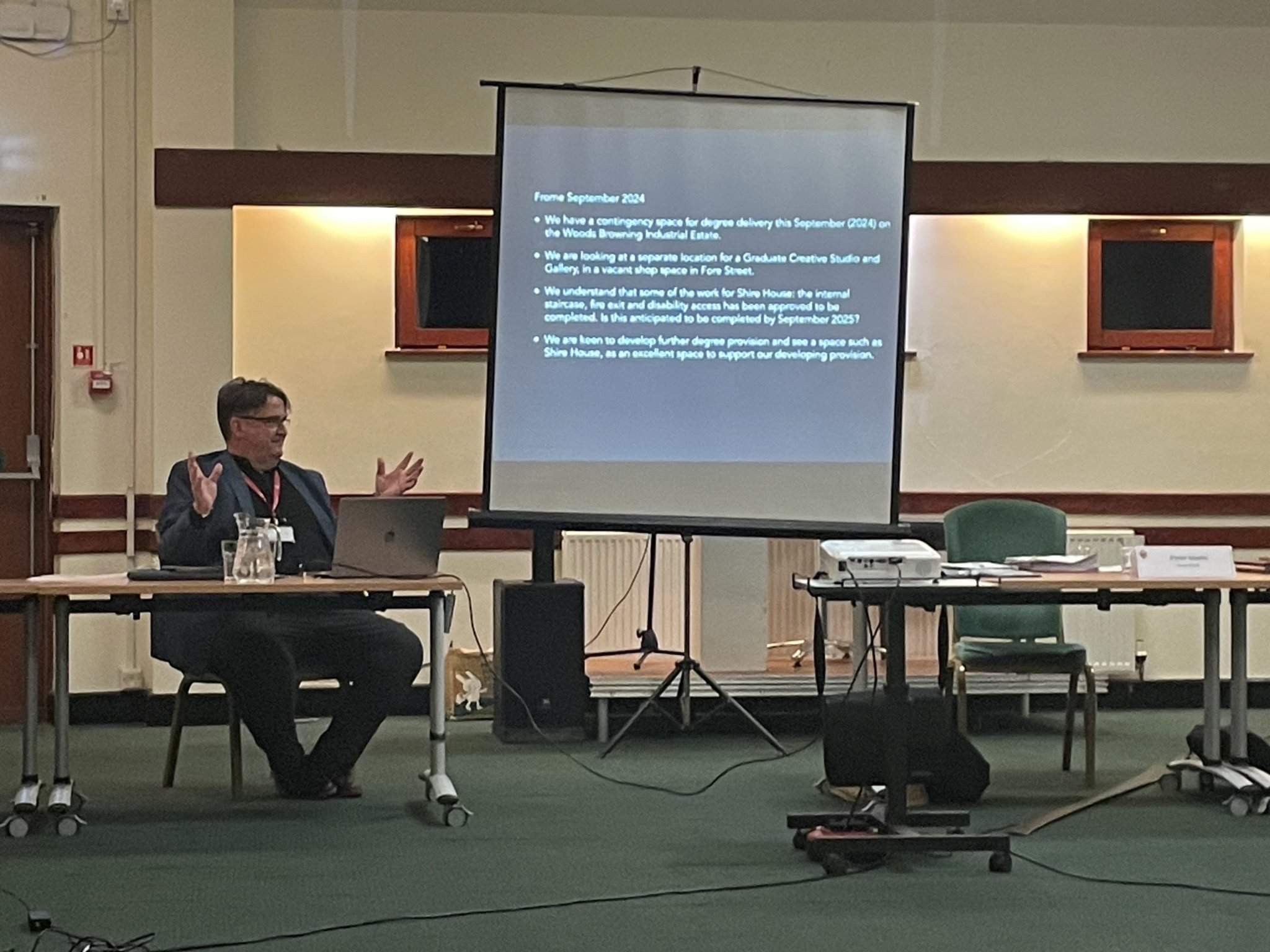 mARK Talbot, higher education lead for the Cornwall Education Learning Trust, discussing plans with Bodmin Town Council.