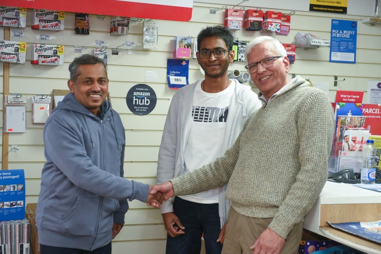 Mr Kethees Vythilingam and Ramesh ‘Ron’ Samani on the day that Ron handed over the running of the business after 36 years
