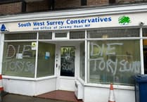 Jeremy Hunt says 'idiot' protestors won't stop him after 'Die Tory Scum' graffitied on Hindhead office