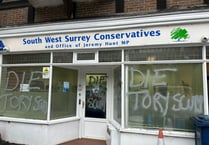 Hunt says 'idiots' who wrote 'Die Tory Scum' on office won't stop him