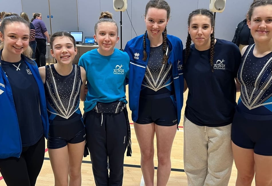 <p>Some of Alpha Trampoline Club’s competitors in the Eastleigh event</p>