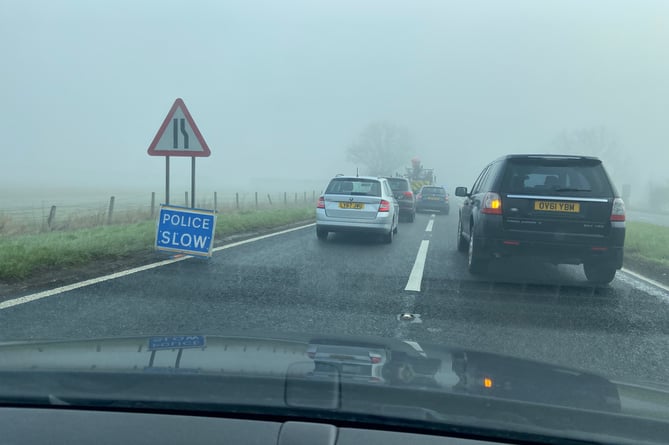 A crash has blocked a lane of the eastbound carriageway of the A31 at the Hen and Chicken services between Alton and Farnham