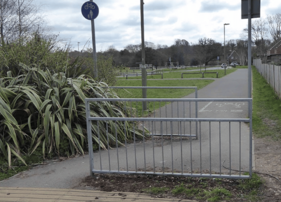 <p>Barriers – such as this one at Alton's Barley Fields estate – provide an unnecessary hindrance to cyclists</p>