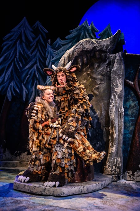 Harriet Waters, left, and Maxwell Tyler in The Gruffalo's Child, Theatre Royal Winchester, March 2024.