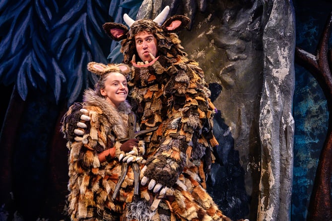 Harriet Waters, left, and Maxwell Tyler in The Gruffalo's Child, Theatre Royal Winchester, March 2024.