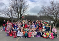 Children dressed as a word for World Book Day at Cheriton Bishop