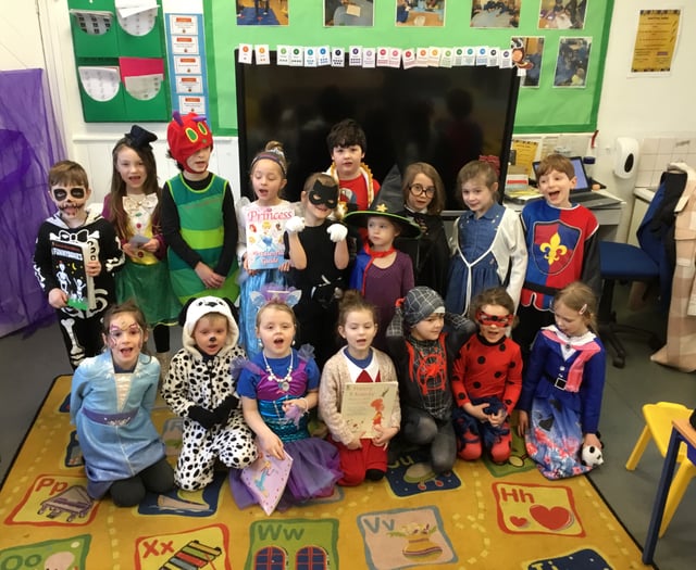 Dress-up day and storytelling at Yeoford on World Book Day
