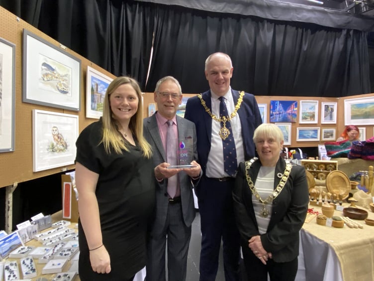 Sophie Barber (Local relationships manager for Cancer Research), John Reed (Chairman of the Liskeard Committee of Cancer Research UK), Cllr Simon Cassidy (Liskeard Town Mayor) and Cllr Christina Whitty (Deputy mayor of Liskeard) at the launch event