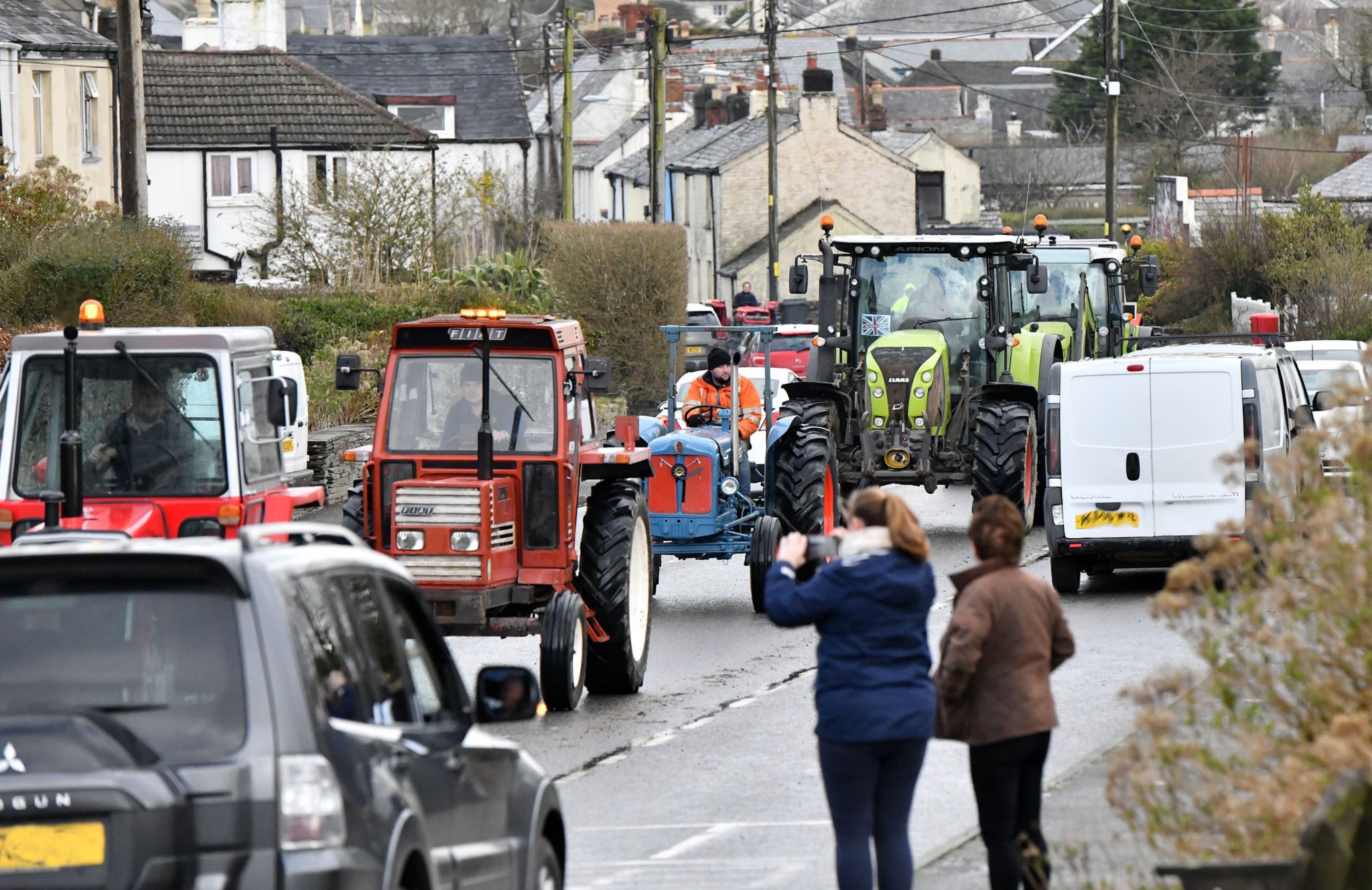Plenty of tractors heading through Delabole on a Sunday morning heading for St Teath