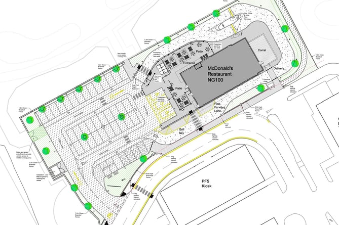 McDonald's amended layout plan for its proposed drive-through restaurant at the A331 Tongham Services