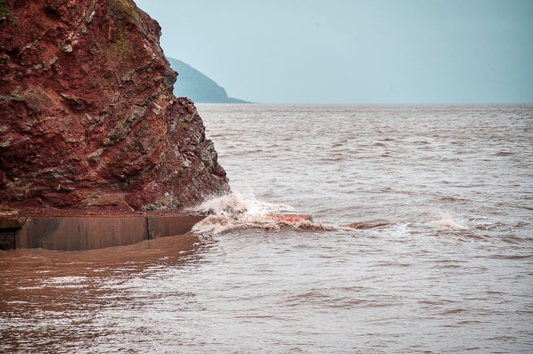 High tides pictured in Watchet on Tuesday, March 12