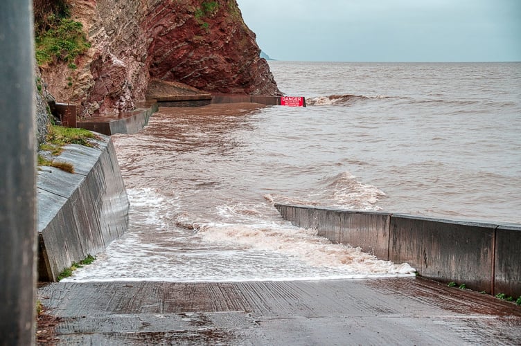 High tides pictured in Watchet on Tuesday, March 12