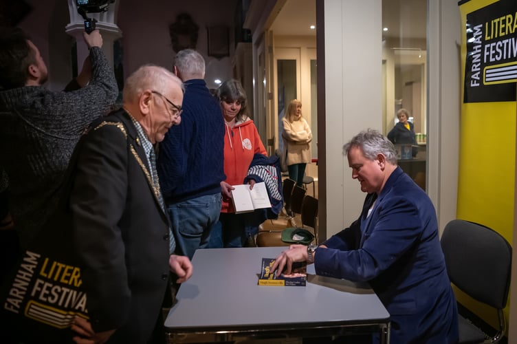 St Andrew's Church welcomed a packed house for a talk by Downton Abbey and Paddington star Hugh Bonneville (Photo: Natalia Sharomova)