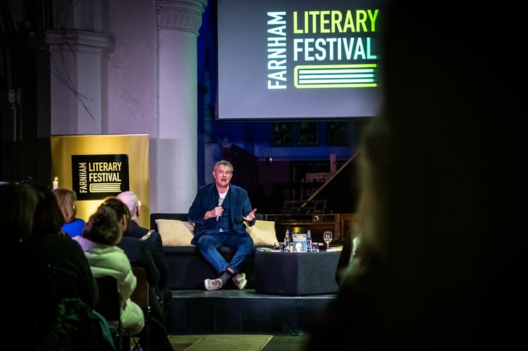 St Andrew's Church welcomed a packed house for a talk by Downton Abbey and Paddington star Hugh Bonneville (Photo: Natalia Sharomova)