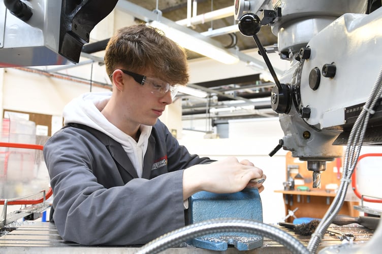 Quinn Grace, a first year engineering student, taking part in the milling challenge