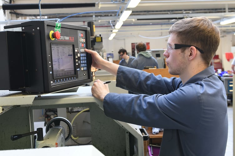 James Boyd, a second year Level 3 Engineering student, taking part in the CNC engineering challenge