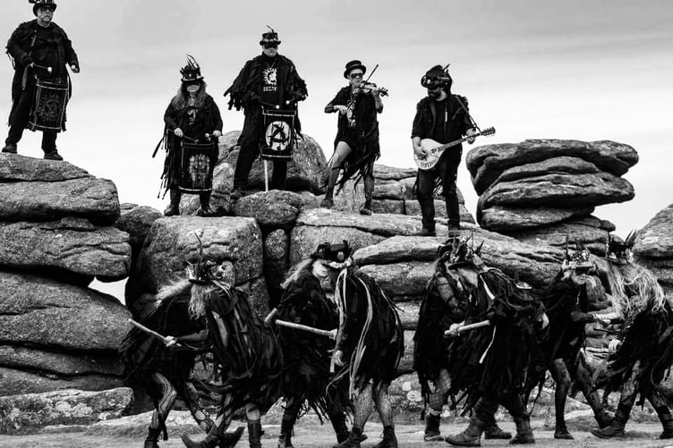 The Beltane Border Morris at Coombestone Tor. Picture by Gavin Killty.–––