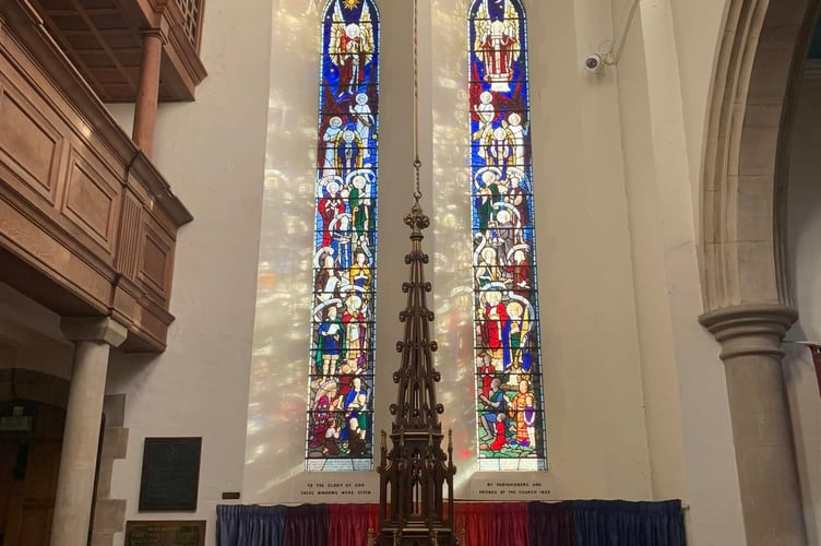 One of the stained glass windows in need of repair at St Thomas Church.