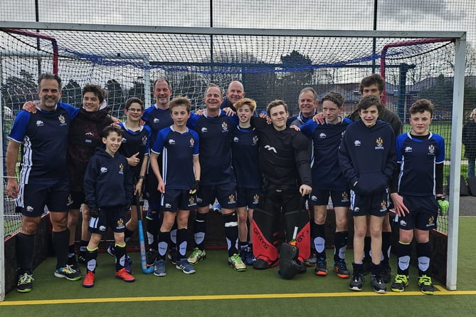 Haslemere Hockey Club's men's fifth team celebrate winning the league title
