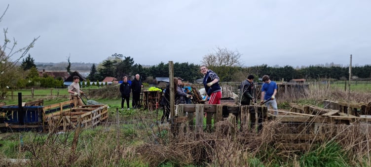 Children and staff from The Abbey School helping out at Farnham Community Farm