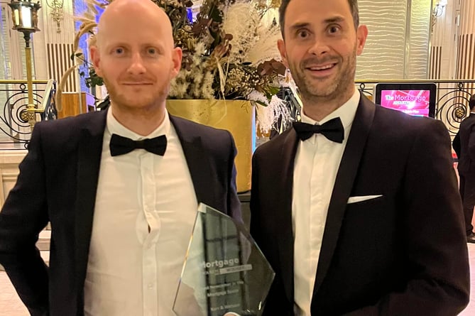 Stephen Kerr (left) and Daniel Watson (right) with the Best Newcomer in the Mortgage Space award