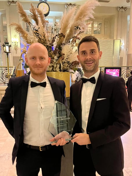 Stephen Kerr (left) and Daniel Watson (right) with the Best Newcomer in the Mortgage Space award