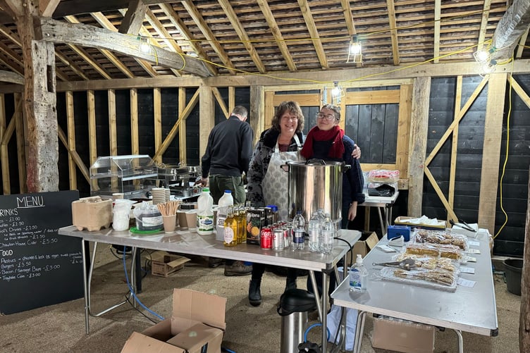 The Chawton House catering team in the barn (Photo: Douglas Maclean)