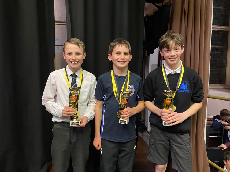 Lucas Sweeney from Bishop Cornish came 1st, Jospeh Cox from St Stephens came 2nd and Rafe Jackson from Looe came 3rd