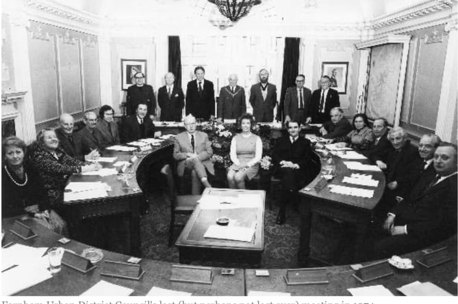 Farnham Urban District Council's last meeting in 1974 before it was disbanded to make way for the new Waverley District Council