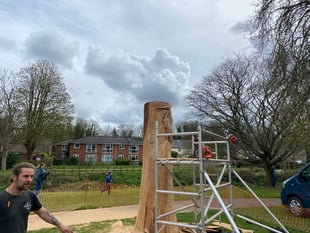 Incredible wood-carved statue beginning to take shape in town meadow