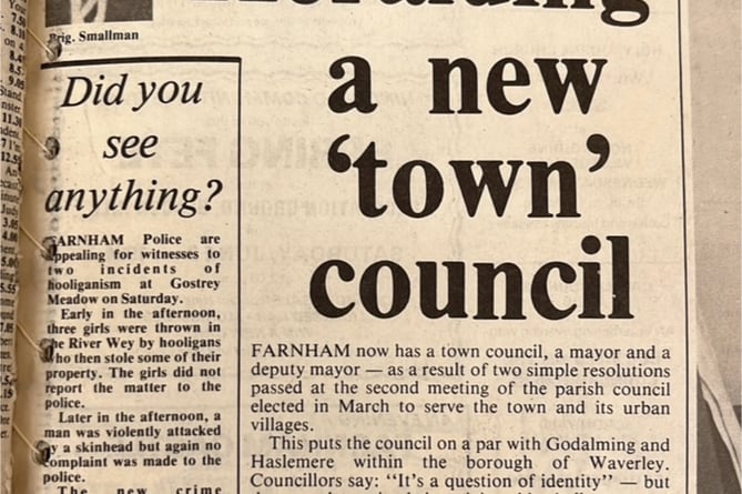 May, 1984, ushered in a new era for Farnham as Farnham Town Council was born out of the ashes of the Farnham Urban District Council, disbanded a decade earlier