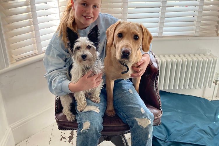 Orla with her dogs Cosmo and Boo.