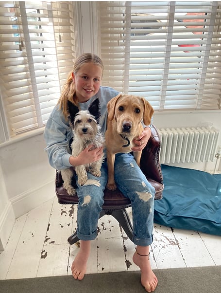 Orla with her dogs Cosmo and Boo.