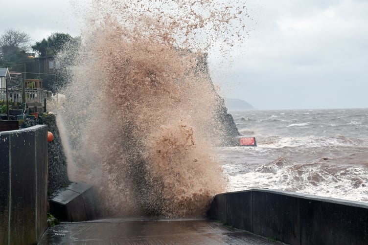 This warning sign in Watchet says 'danger', this photograph shows why.
