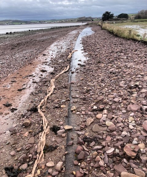 Shingle was driven onto a section of the Steam Coast Trail near Blue Anchor.