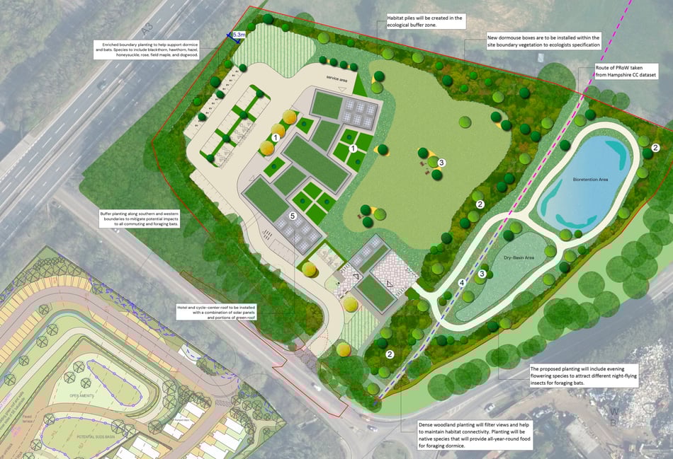 <p>Draft plans for an 80-bedroom hotel close to the A3 Buriton junction have been rejected. The B2070 roundabout is at the bottom of the screen, with the Causeway heading off to the right.</p>