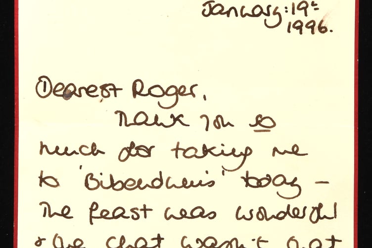 The letter consists of 12 lines, handwritten on two sides of Princess Diana's personal cream and burgundy Kensington Palace printed headed notepaper