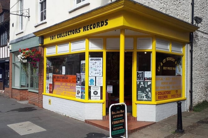 Big queues are expected outside the bright yellow 101 Collectors' Records shop in West Street, Farnham on Record Store Day 2024
