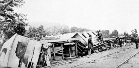 Surveying the wreckage after the 1873 Artington rail disaster