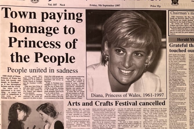 The Herald's front page on September 5, 1997, reported on the shocked reaction to the death of Princess Diana